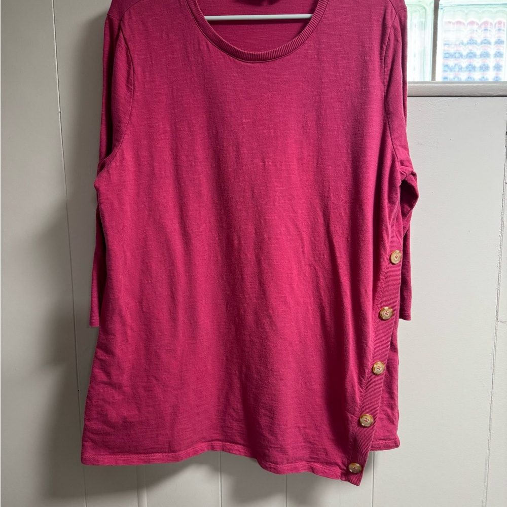 Chico's Pink 3/4 Sleeve Boxy Tee